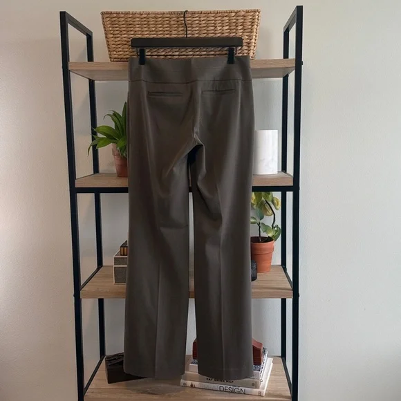 Express Editor Flare Leg Mid-Rise Taupe Brown Woven Career Dress Pant Trouser, 4 - Picture 4 of 7